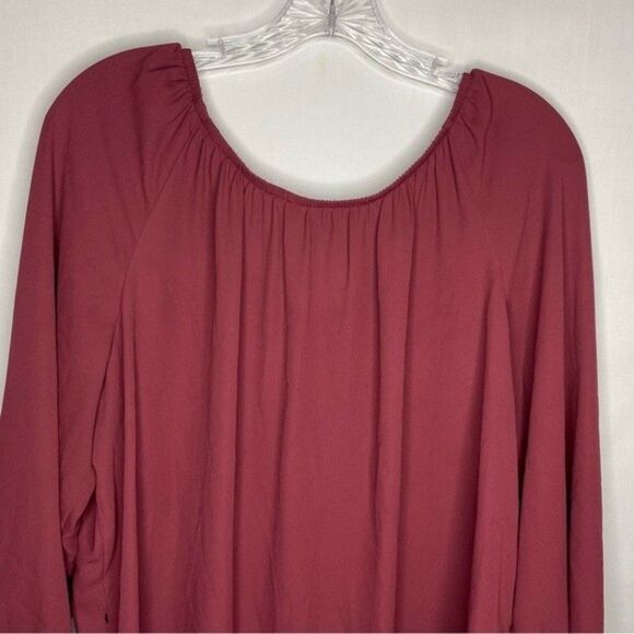 AGB Maroon Flowy Long Sleeve Lightweight Stretch Blouse XL - Picture 7 of 11